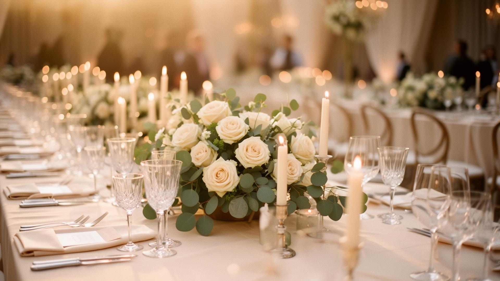 Elegant candlelit wedding reception